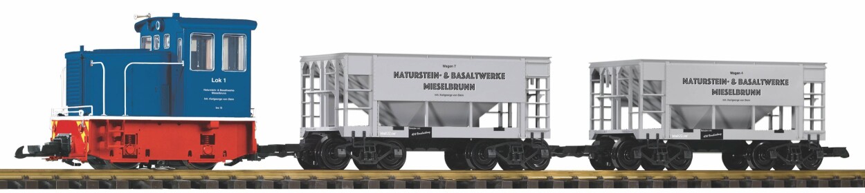 PIKO 37151 GE-25Ton, Start-Set 2 Güterwagen, Naturstein und Basaltwerke Mieselbrunn