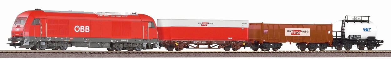 PIKO 97938 BR 185, Start-Set Personenzug, MAV mit Bettung