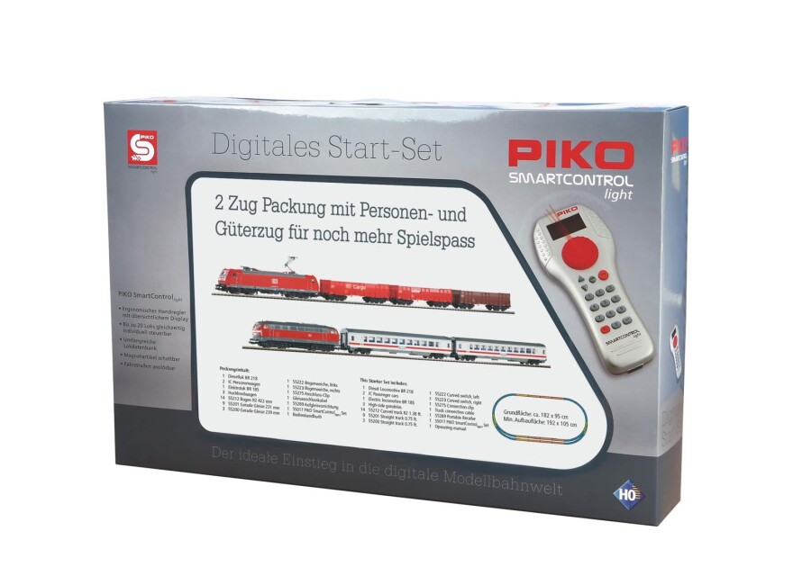 PIKO 59013 2-Zug Start-Set Personenzug/Güterzug, DB AG Digital mit Bettung
