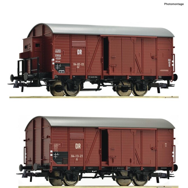 Roco 76012 2-Set Gedeckte Güterwagen Ep. III DR