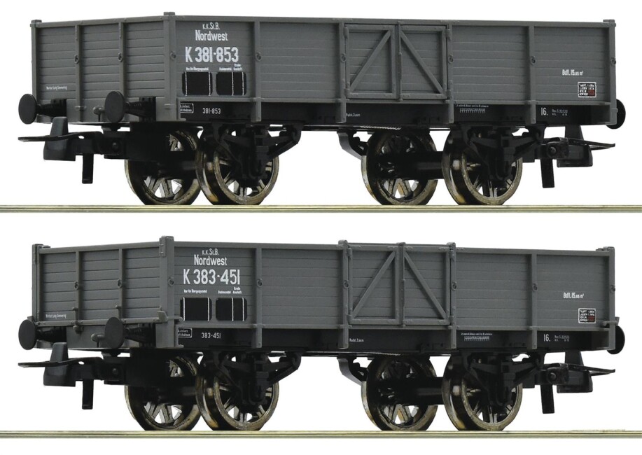 Roco 76048 2-Set Offene Güterwagen Ep. I kkStB