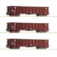 Roco 76091 3-Set Offene G&uuml;terwagen Ep. VI HZ Cargo