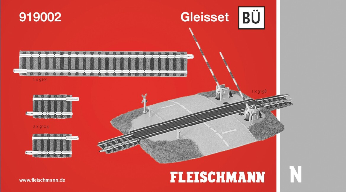 Fleischmann 919002 Gleisset BÜ, mit Bahnübergang