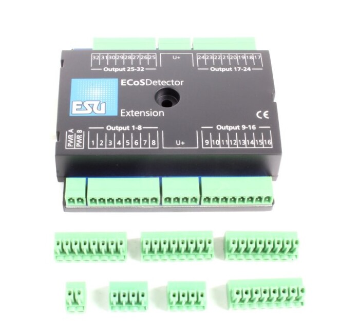 ESU 50095 ECoSDetector Rückmeldemodul Erweiterung. 32 digitale Ausgänge 100mA für Birnchen oder LEDs, Ausleuchtung Gleisbildstellpult.