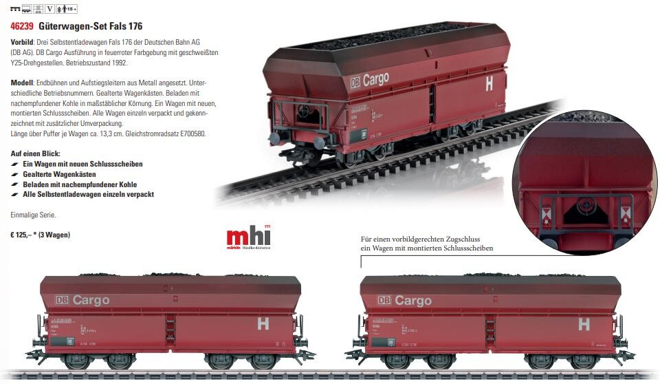 Märklin 46239 Güterwagen Fals 176 (3er Set) Teil2 Ep. VI DB AG