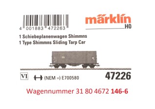 M&auml;rklin 47226-1 Schiebeplanenwagen Ep. VI DB AG, 31 80 4672 146-6