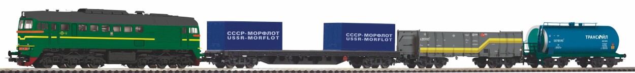 PIKO 97940 M62, Start-Set Güterzug, SZD mit Bettung