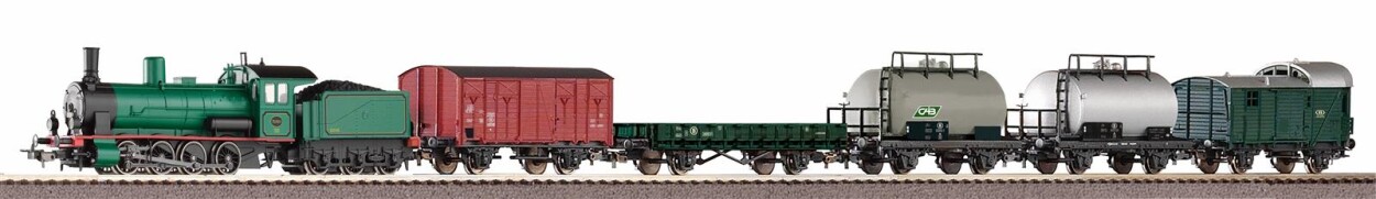 PIKO 97942 G7, Start-Set Güterzug, SNCB mit Bettung