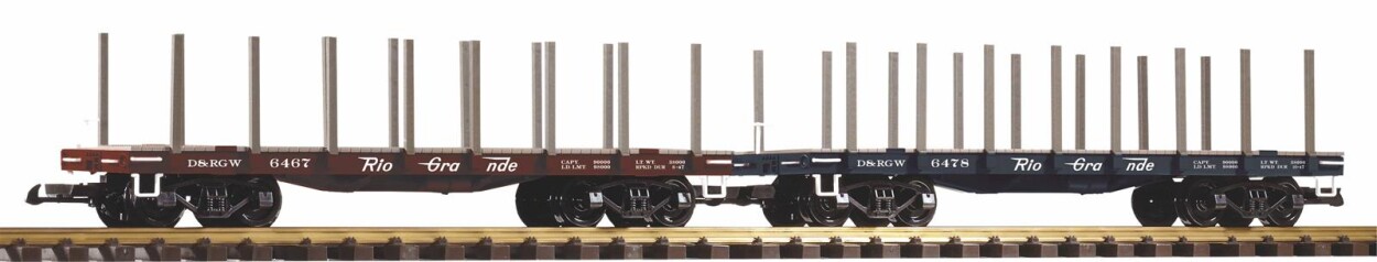 PIKO 38778 Flachwagen 2er Set D&RGW mit Rungen