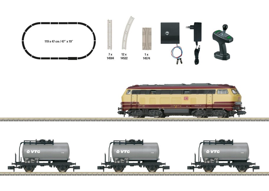Minitrix 11160 Digital- Startset Güterzug mit Diesellok BR 217 DB AG Ep VI