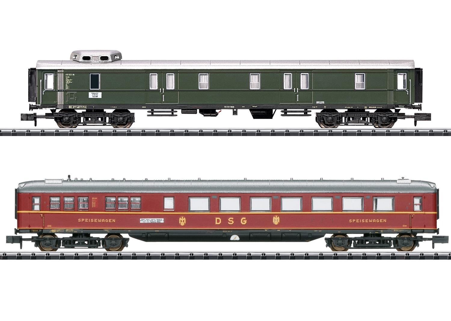 Minitrix 18286 2er Set Schnellzugwagen D 96 Set 1 Ep. III DB, 102,40