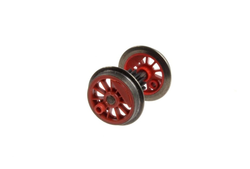 Gützold 31041110-03 Radsatz rot mit Zahnrad und Haftreifen