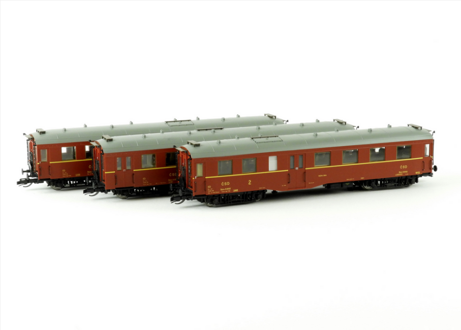 Kühn 42145 3er Set Personenwagen Altenberg rot Ep. III CSD