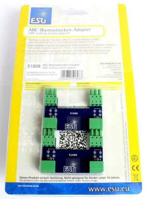 ESU 51808 SwitchPilot Extension Adapter für ABC Bremsstrecken. Set mi,  14,10 €
