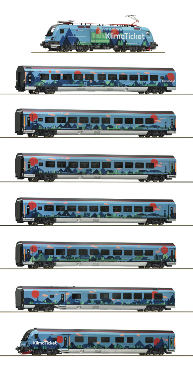 Roco 61502 8er Set Klimajet mit E-Lok 1116 244-5 Ep. VI ÖBB Sound AC