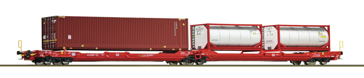 Roco 77400 Doppel-Taschenwagen Sdggmrs 738 / T3000e + Container Ep. VI DB AG