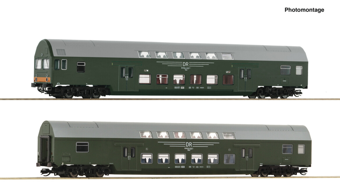 Roco 6280006 2er Set Doppelstockwagen grün 1 Ep. IV DR