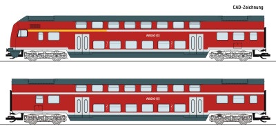Roco 6280008 2er Set Doppelstockwagen rot 1 Ep. VI DB AG