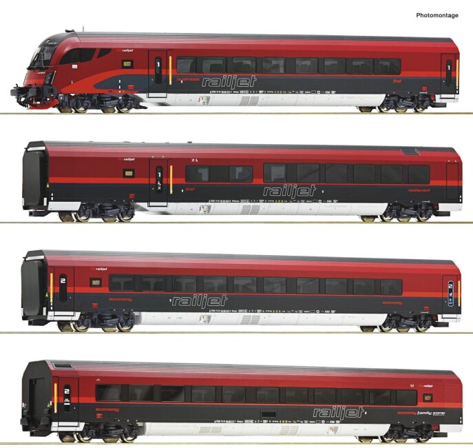 Roco 74037 4er Set Personenwagen Railjet mit Steuerwagen Ep. VI ÖBB