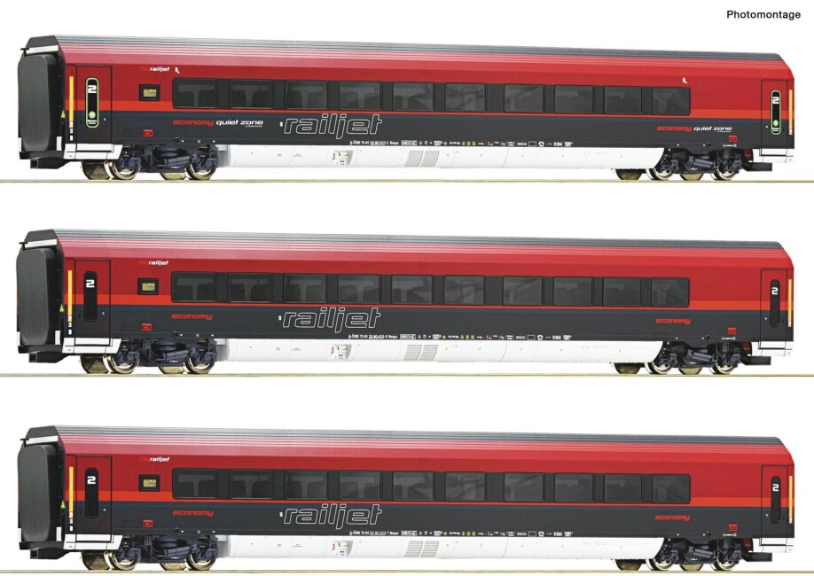 Roco 74040 3er Set Personenwagen Railjet Ep. VI ÖBB