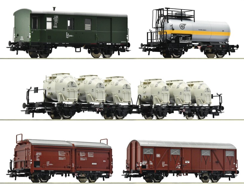 Roco 6600018 5er Set Güterwagen Güterzug Ep. IV DB