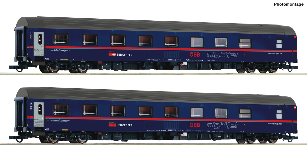 Roco 6200021 2er Set Schlafwagen WLABmz T2S Nightjet Ep. VI ÖBB