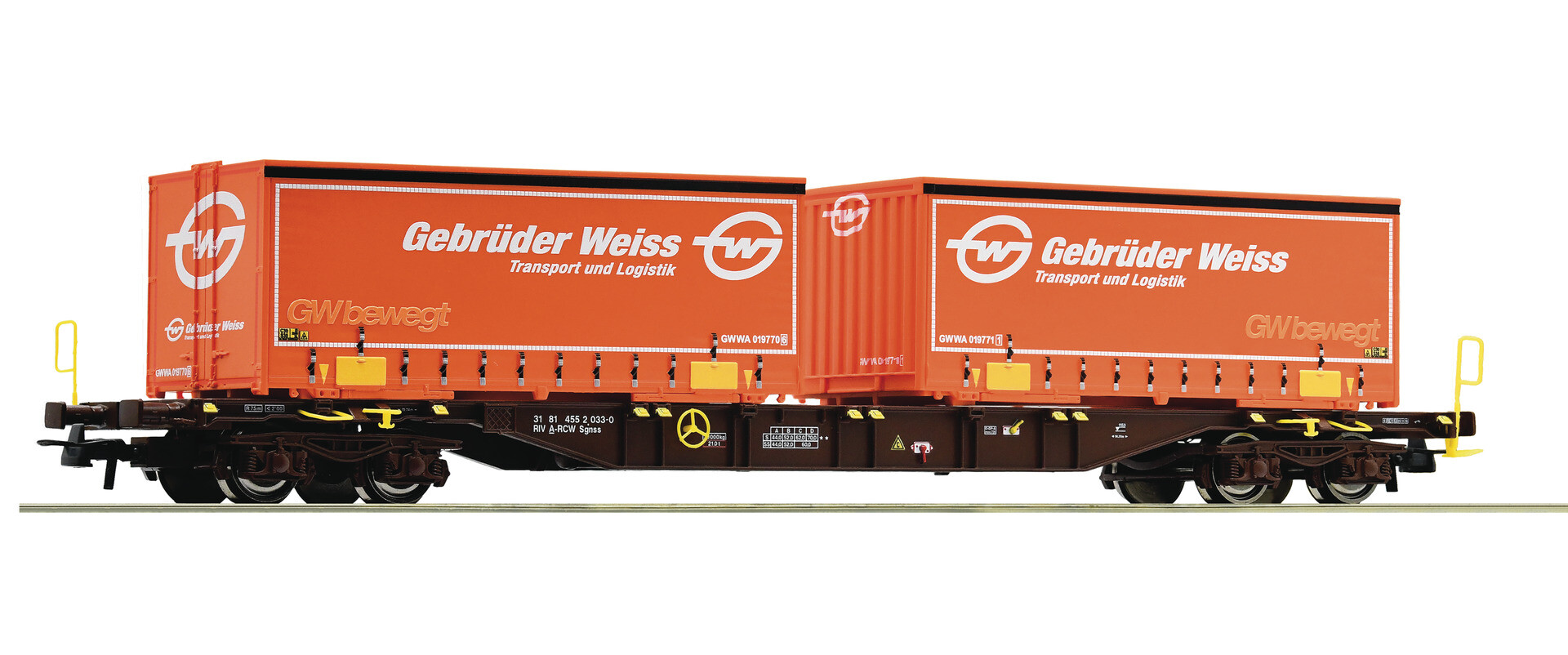 Roco 77344 Containertragwagen Sgnss mit Containern Gebr. Weiss Ep. VI,  62,60 €
