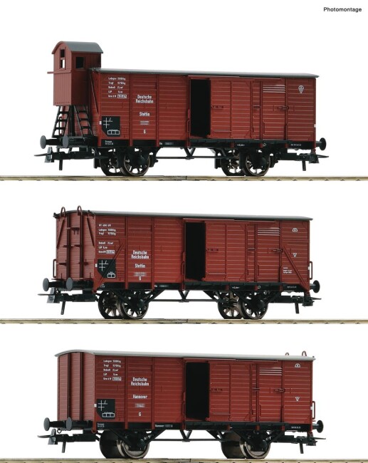 Roco 6600037 3er Set gedeckte Güterwagen Ep. II DRG