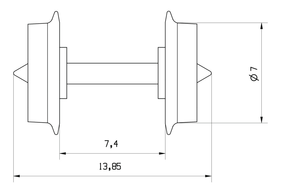 Roco 96504 Radsatz 13,85 – 7 mm - H0e einseitig isoliert