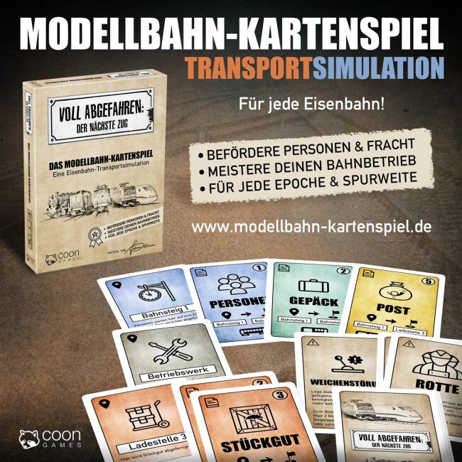 COONGAMES Voll Abgefahren: Der nächste Zug - Das Modellbahn-Kartenspiel