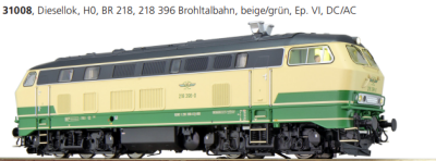 ESU 31008 BR218 Diesellok 218 396 Ep. VI Brohltalbahn Sound